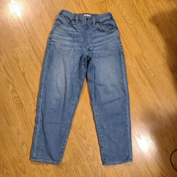 MADEWELL PULL-ON JEANS HIGH-RISE ELASTIC WAIST TAPERED LEG STRETCH DENIM sz 27 - Picture 3 of 8